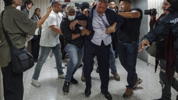 New York City Comptroller Brad Lander is placed under arrest by Immigration and Customs Enforcement and FBI agents outside federal immigration court June 17, 2025, in New York. (AP)