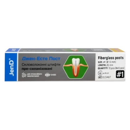Jen-Esthe Post Pre-Silanized (Джен-Есте Пре-Сіланизовані), 72шт/пак розм.= 1; діам.= 1.0 мм; колір: синій - Штифти скловолоконні пре-сіланізовані (Джендентал-Україна)