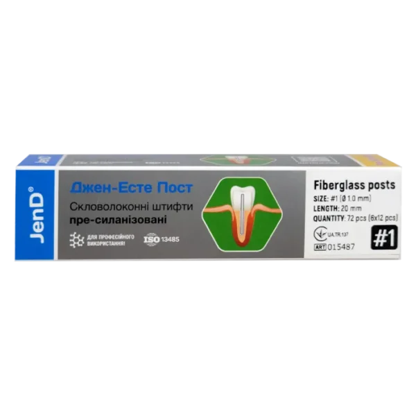 Jen-Esthe Post Pre-Silanized (Джен-Есте Пре-Сіланизовані), 72шт/пак розм.= 1; діам.= 1.0 мм; колір: синій - Штифти скловолоконні пре-сіланізовані (Джендентал-Україна)