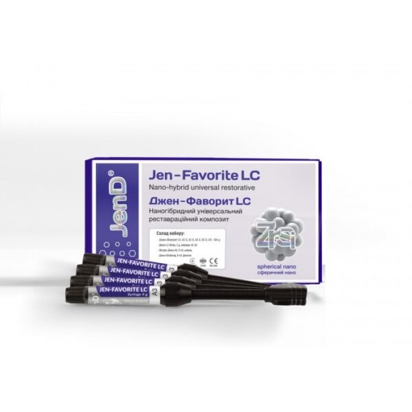 Jen-Favorite (ZrSi) Colored Starter Kit (Джен-Фаворіт LC (ZrSi)), Н-р: 4 х шпр.4г (Blue-Pearl, Orange-Fluo, Lime-Fluo, Golden-Pearl) - Кольоровий композит, наногібридний пакуємий (Джендентал-Україна)